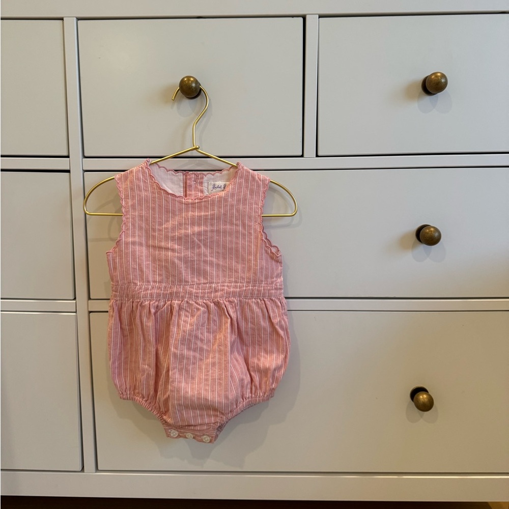 Rachel Riley Girls Scalloped Stripe Bubble